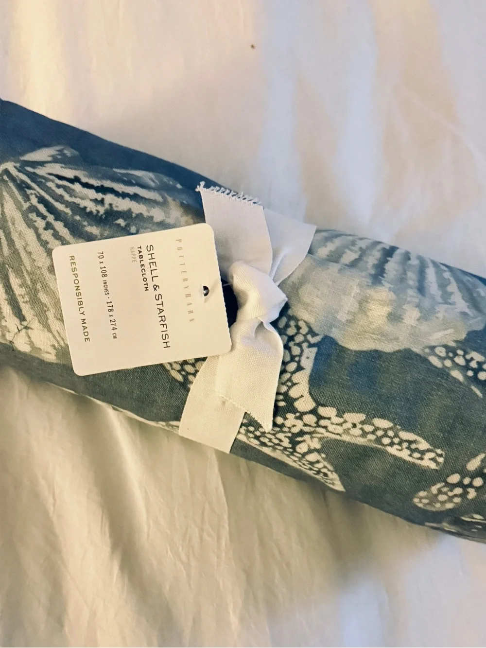 Pottery Barn Blue Shell & Starfish Tablecloth